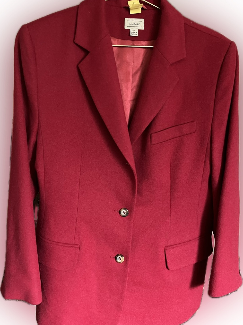 L.L. Bean Red Wool elegant preppy styling, Cashmere Blazer Jacket, Womens 12P